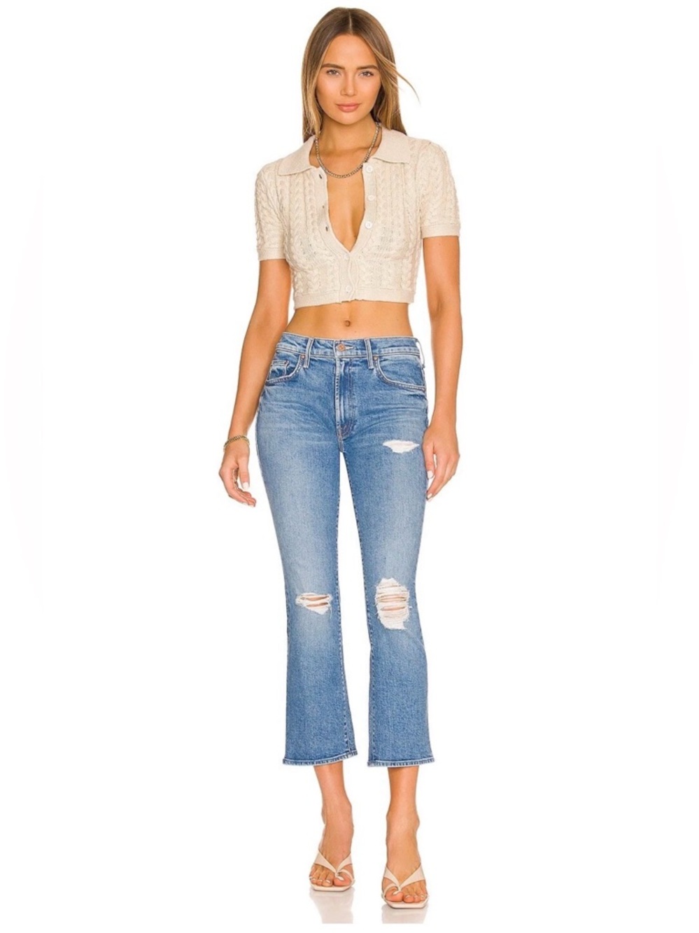 Mother The Insider Ankle jeans in Bloom And Doom Sz 28 Blue ripped